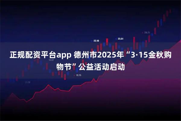 正规配资平台app 德州市2025年“3·15金秋购物节”公益活动启动