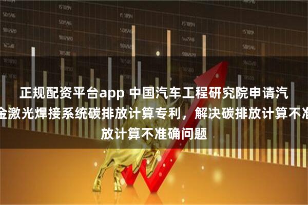 正规配资平台app 中国汽车工程研究院申请汽车铝合金激光焊接系统碳排放计算专利，解决碳排放计算不准确问题